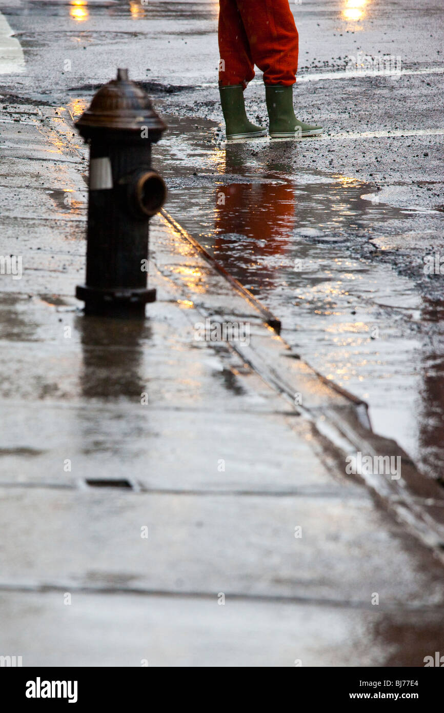Giorno di pioggia nella città di New York Foto Stock