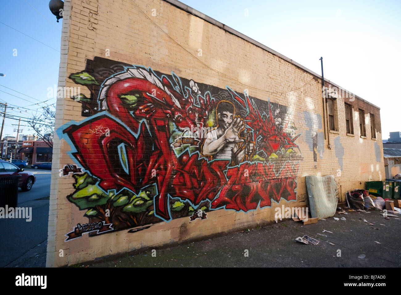 Vicolo all'intersezione di modo Oilve e Denny Way nel Capitol Hill quartiere - Seattle Washington Foto Stock