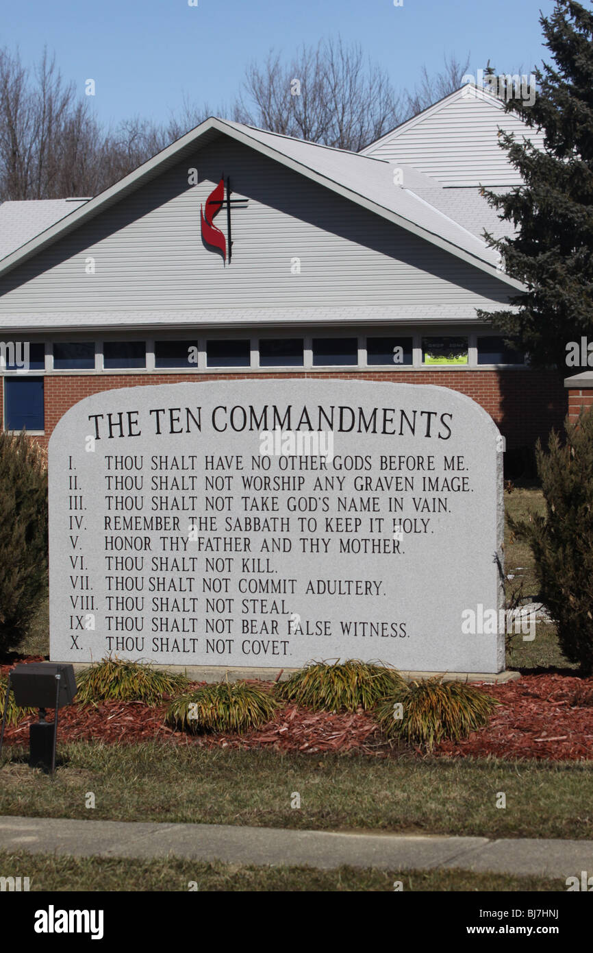 Dieci comandamenti public display chiesa religione ohio Foto Stock