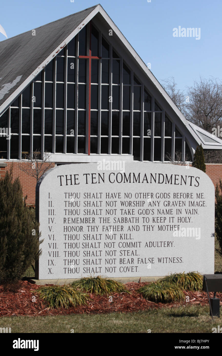 Dieci comandamenti public display chiesa religione ohio Foto Stock