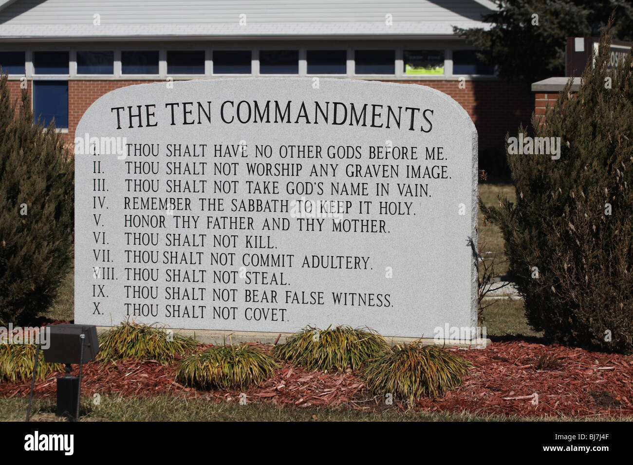 Dieci comandamenti public display chiesa religione ohio Foto Stock