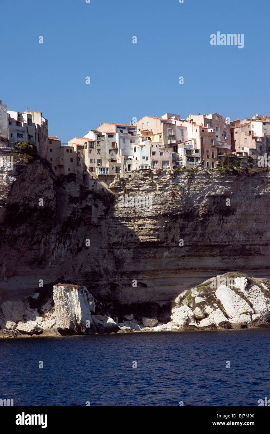 La Haute Ville dall'acqua, Bonifacio, Corsica, Francia Foto Stock