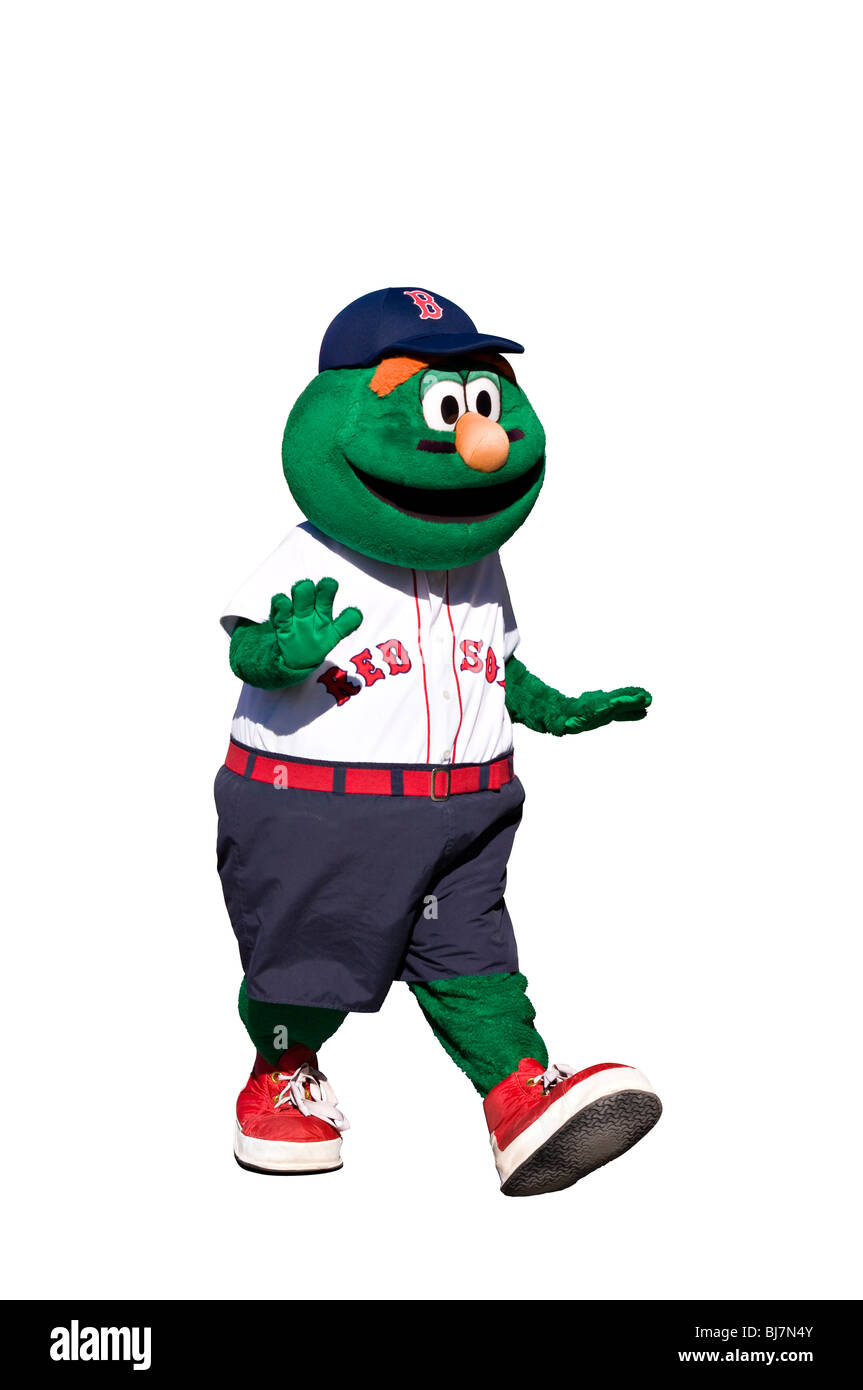 Tagliare fuori. "Wally" dei Boston Red Sox mascotte su sfondo bianco. Foto Stock