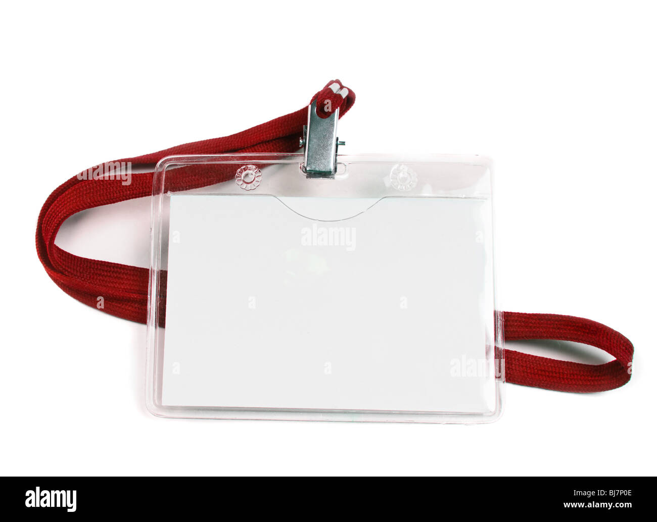 Vuoto badge aziendali isolati su bianco Foto Stock