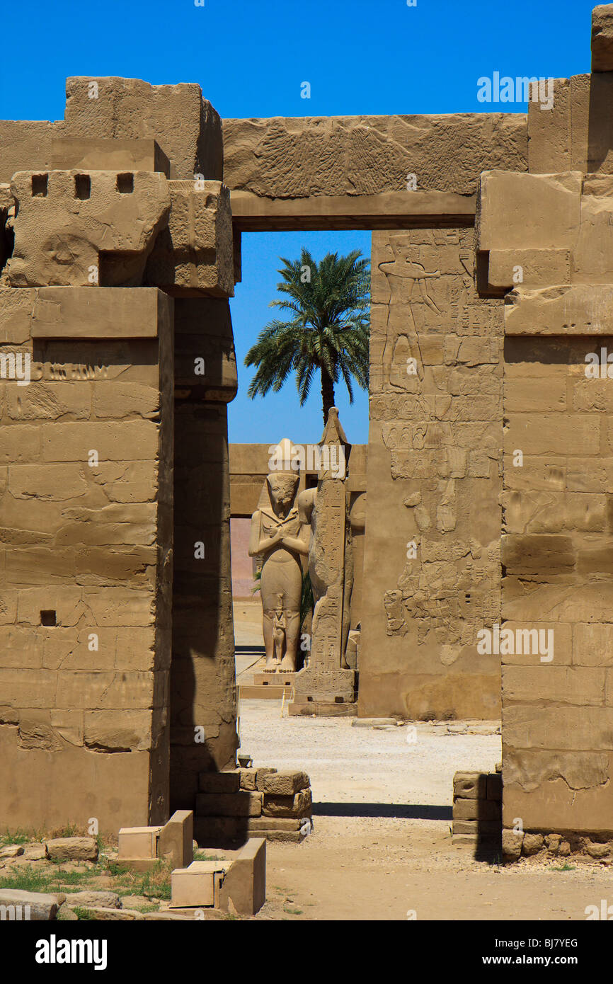 Africa Blue Sky Egitto Tempio di Karnak Luxor Foto Stock