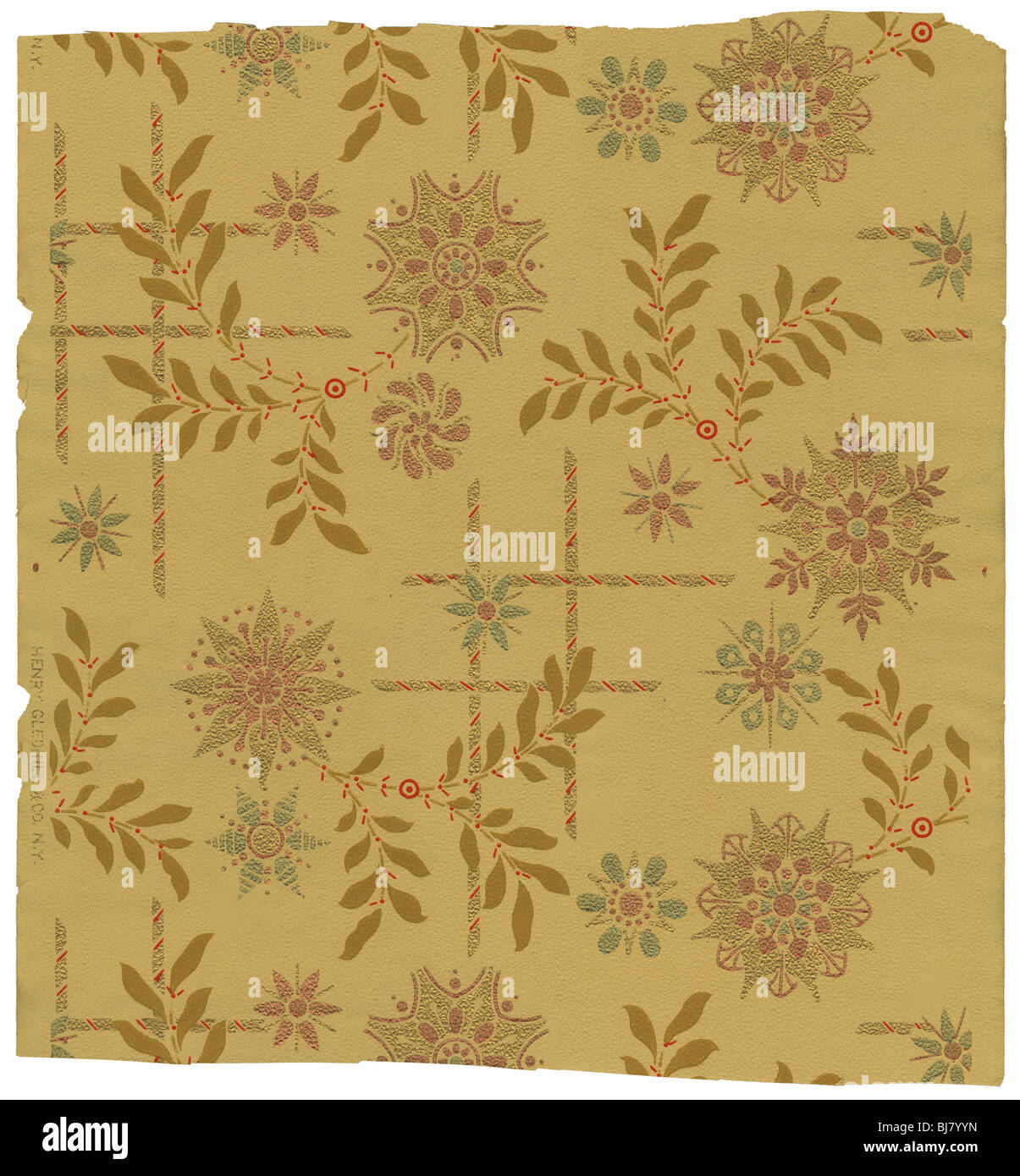 Circa ottanta la carta da parati in stile vittoriano di Henry Gledhill & Co di New York. Foto Stock