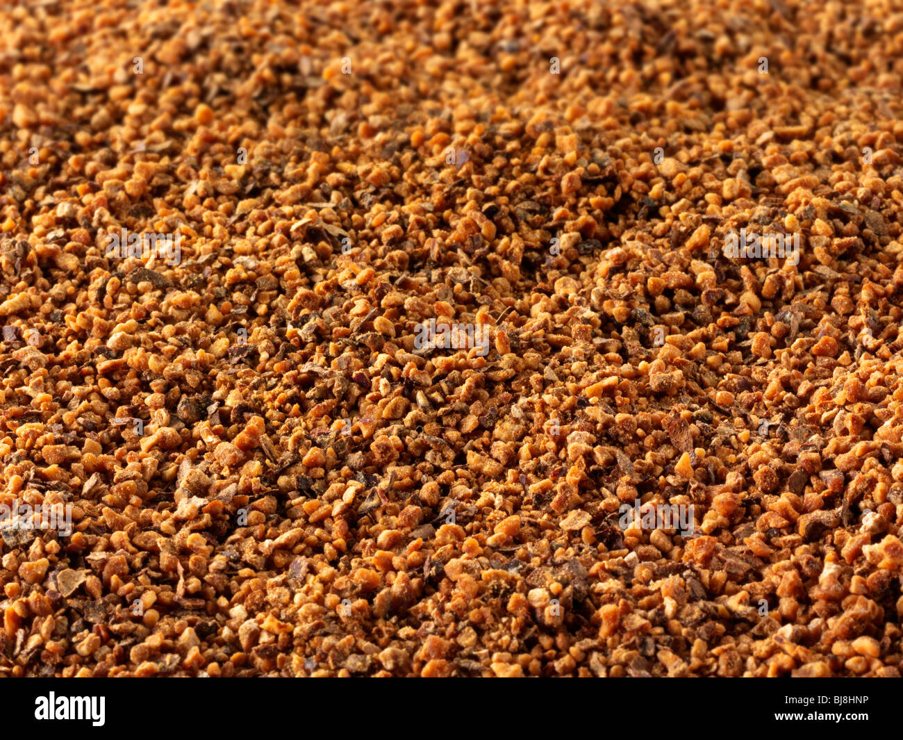 Noce moscata macinata in polvere, close up full frame Foto Stock
