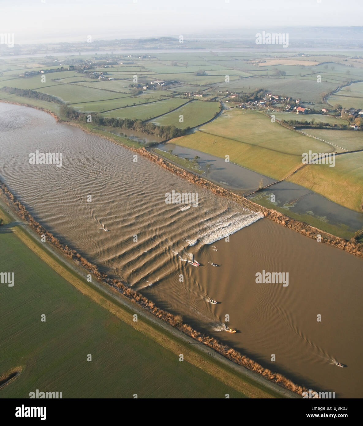 Una rara a cinque stelle Severn alesaggio, fotografato dall'aria, 2 marzo 2010. Foto Stock