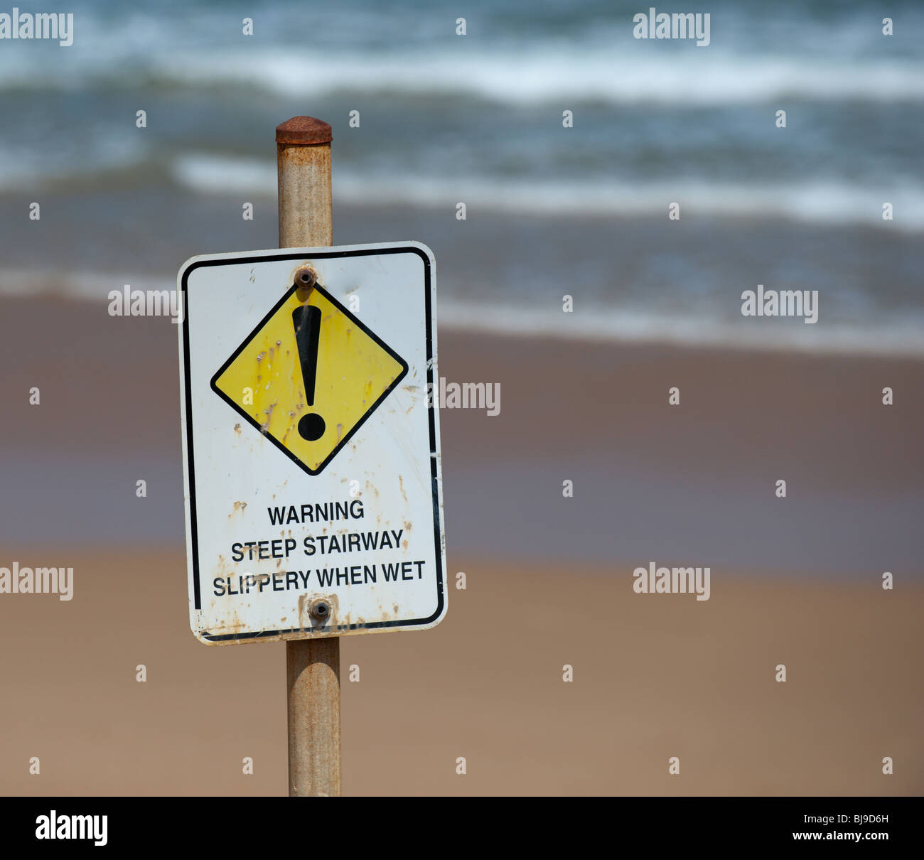 Segnale di avvertimento a beach Torquay Australia Foto Stock