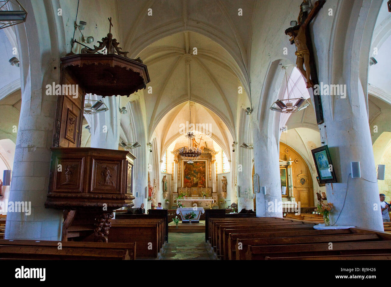 Chiesa di ARS EN RE VILLAGE, ILE DE RE Foto Stock