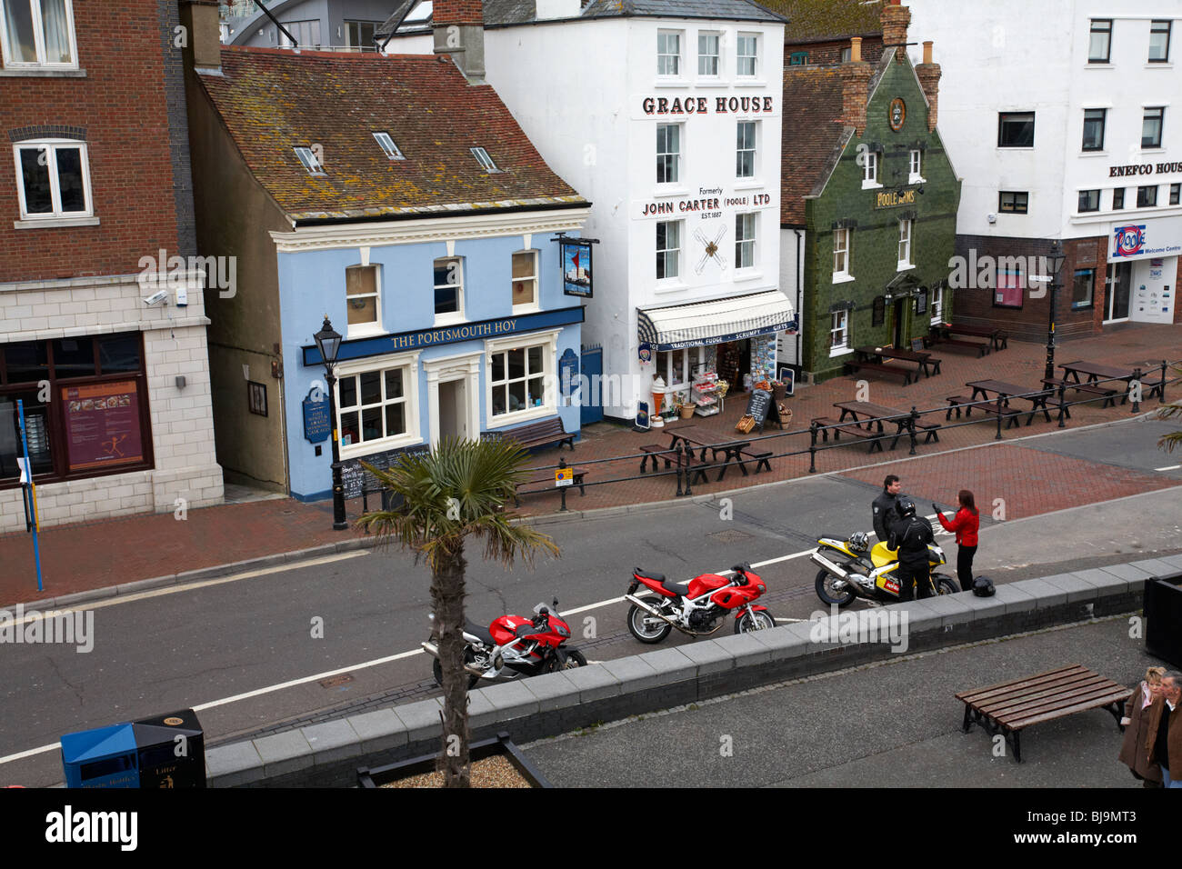 Bikers arrestato su Poole Quay Foto Stock