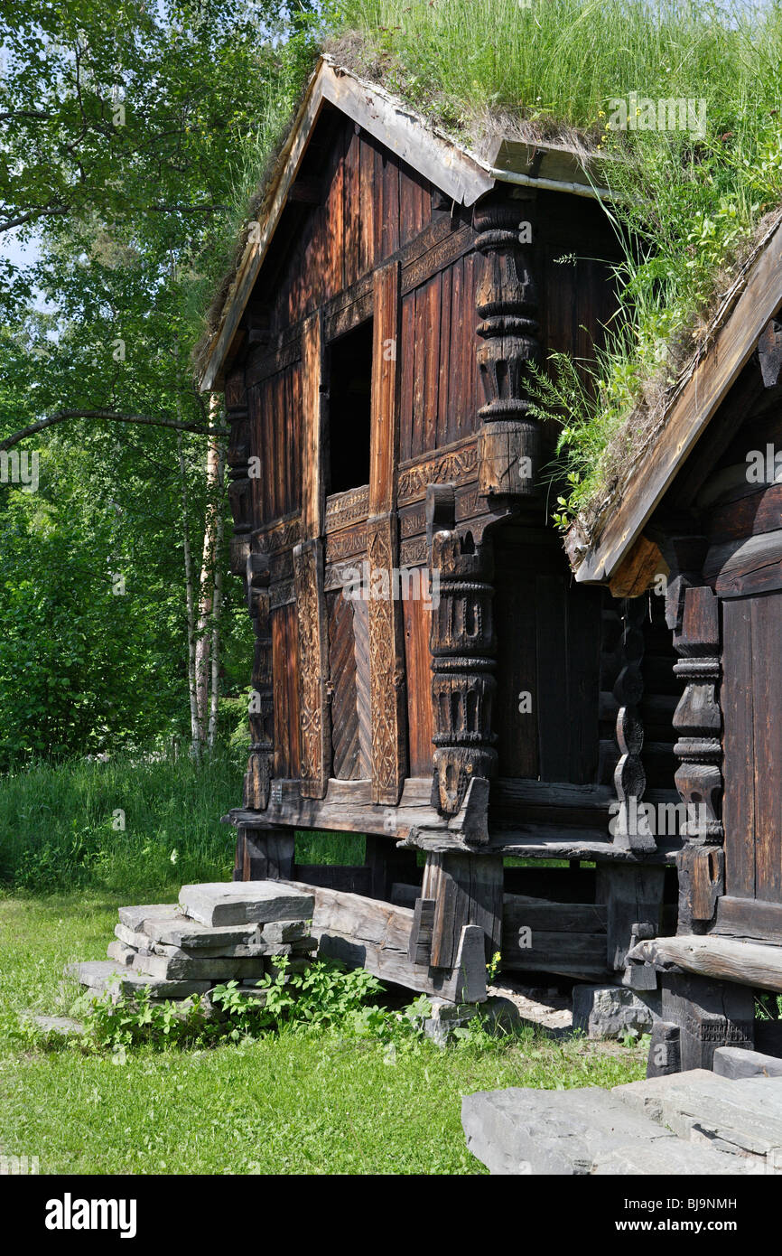 Tradizionale norvegese case di legno nella Città Vecchia, Oslo, Norvegia. Foto Stock