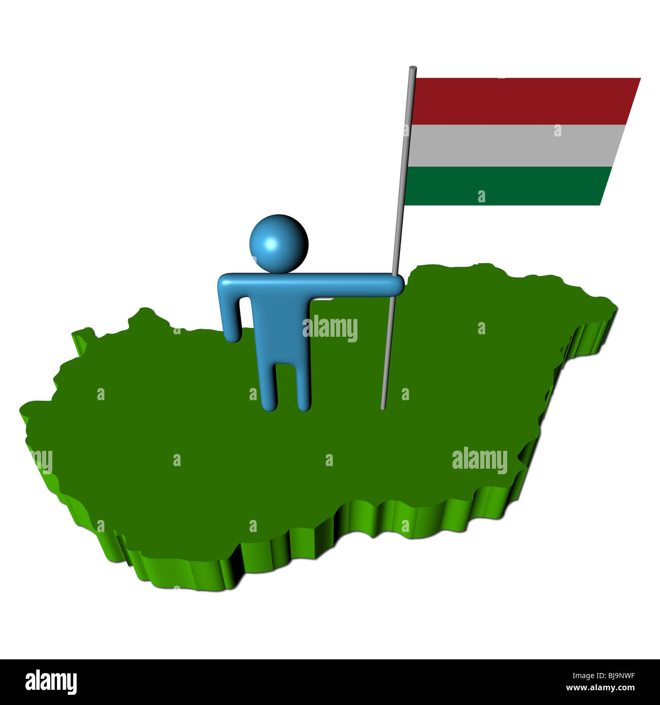 Persona astratta con bandiera ungherese sulla mappa immagine Foto Stock