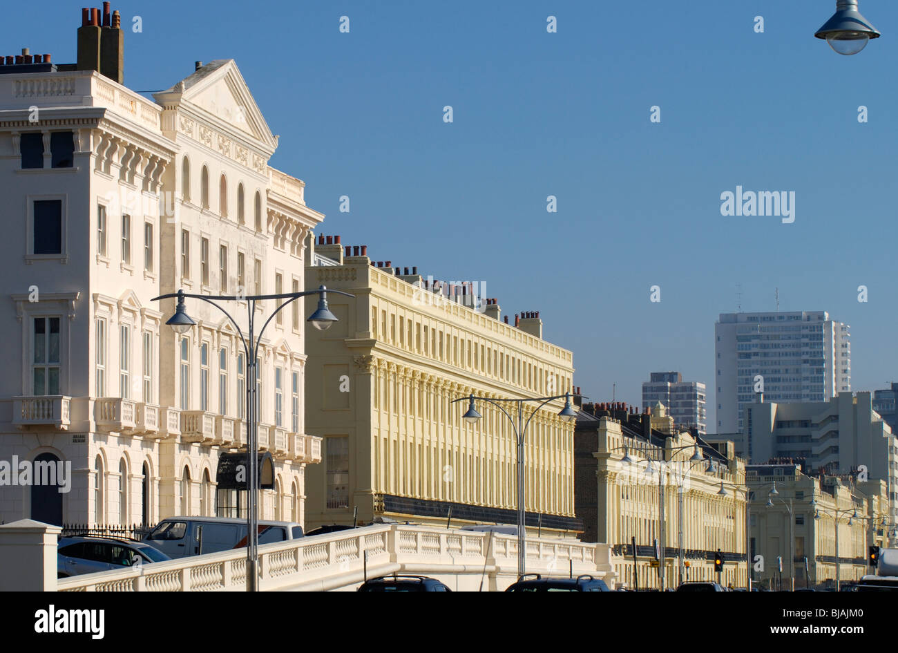 In stile georgiano edifici di appartamenti sul lungomare di Hove / Brighton. East Sussex. Inghilterra Foto Stock