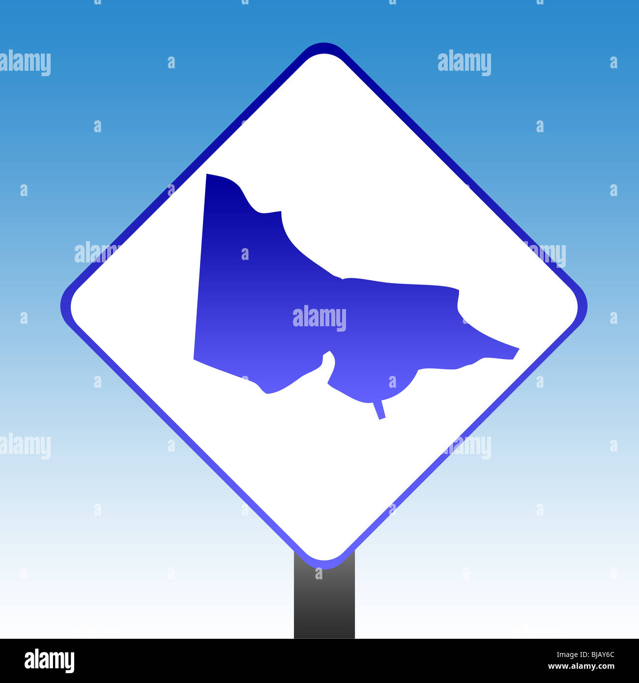Australia stato di Victoria road sign con cielo blu sullo sfondo. Foto Stock