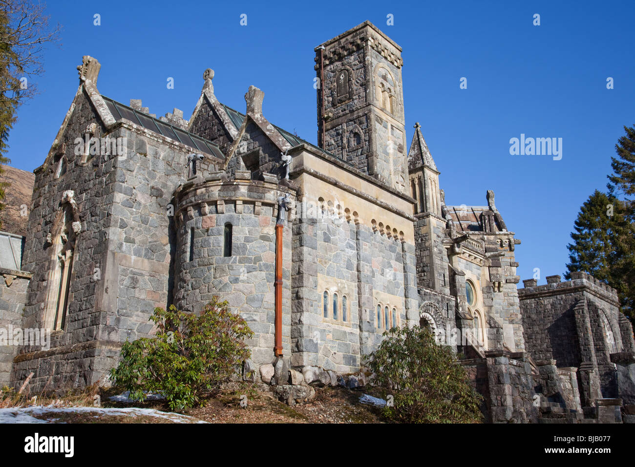 Aspetto del sud di San Conan's Kirk, Loch Awe, Scozia. Foto Stock