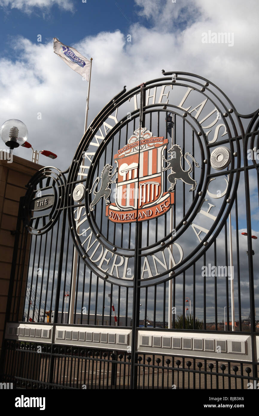 Il cancello di ingresso allo stadio della Luce, la casa del Sunderland football club, England, Regno Unito Foto Stock