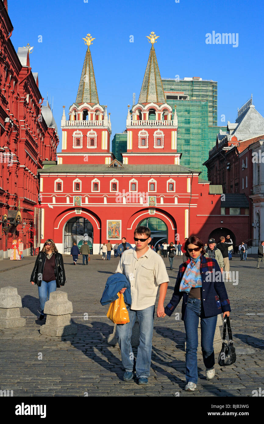 Architettura della chiesa, cappella di Iverskaya icona della Vergine Santa, la piazza Rossa di Mosca, Russia Foto Stock