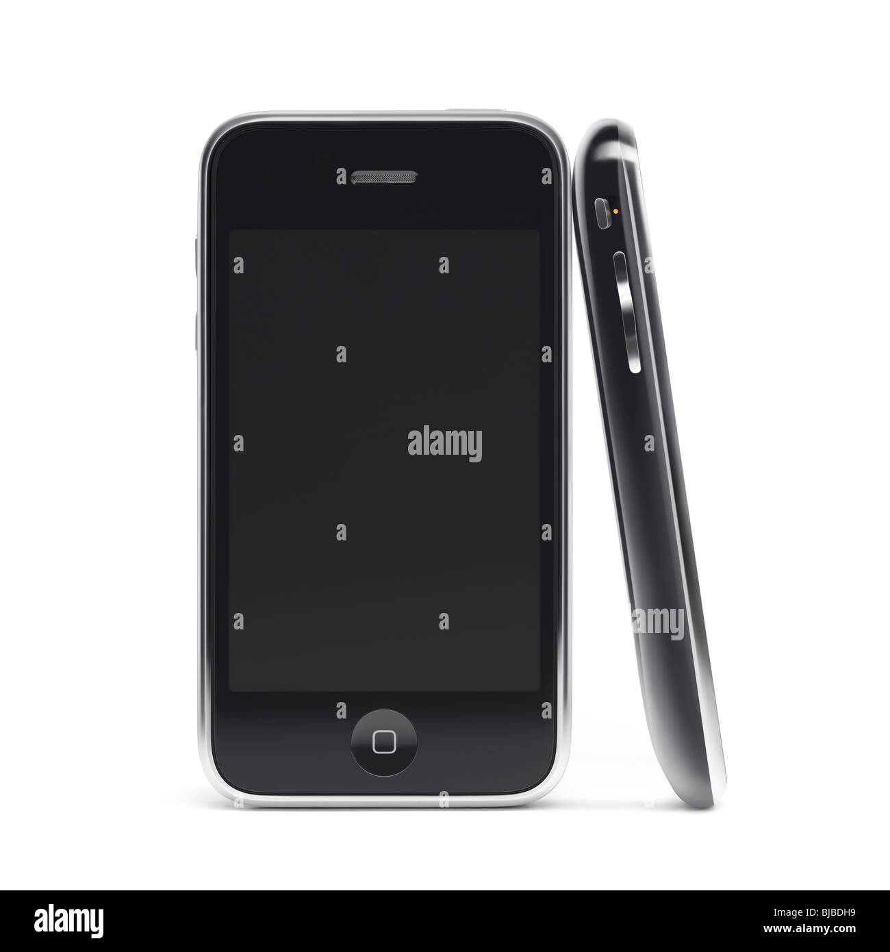 Due Apple iPhone 3GS 3G Smartphone con schermo chiaro isolati su sfondo bianco Foto Stock