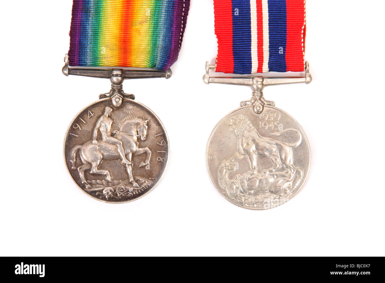 British Prima e Seconda Guerra Mondiale medaglie Foto Stock
