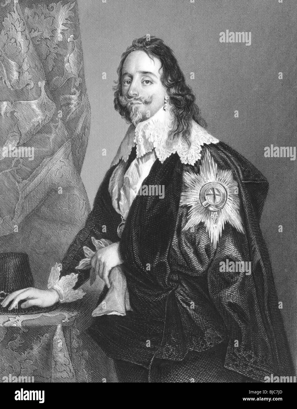 Charles I (1600-1649) su incisione dal 1800s. Re d'Inghilterra, in Scozia e in Irlanda dal 1625 fino alla sua esecuzione. Foto Stock