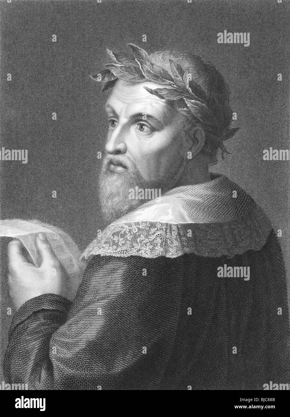 Ludovico Ariosto (1474-1533) su incisione dal 1800s. Poeta italiano. Foto Stock