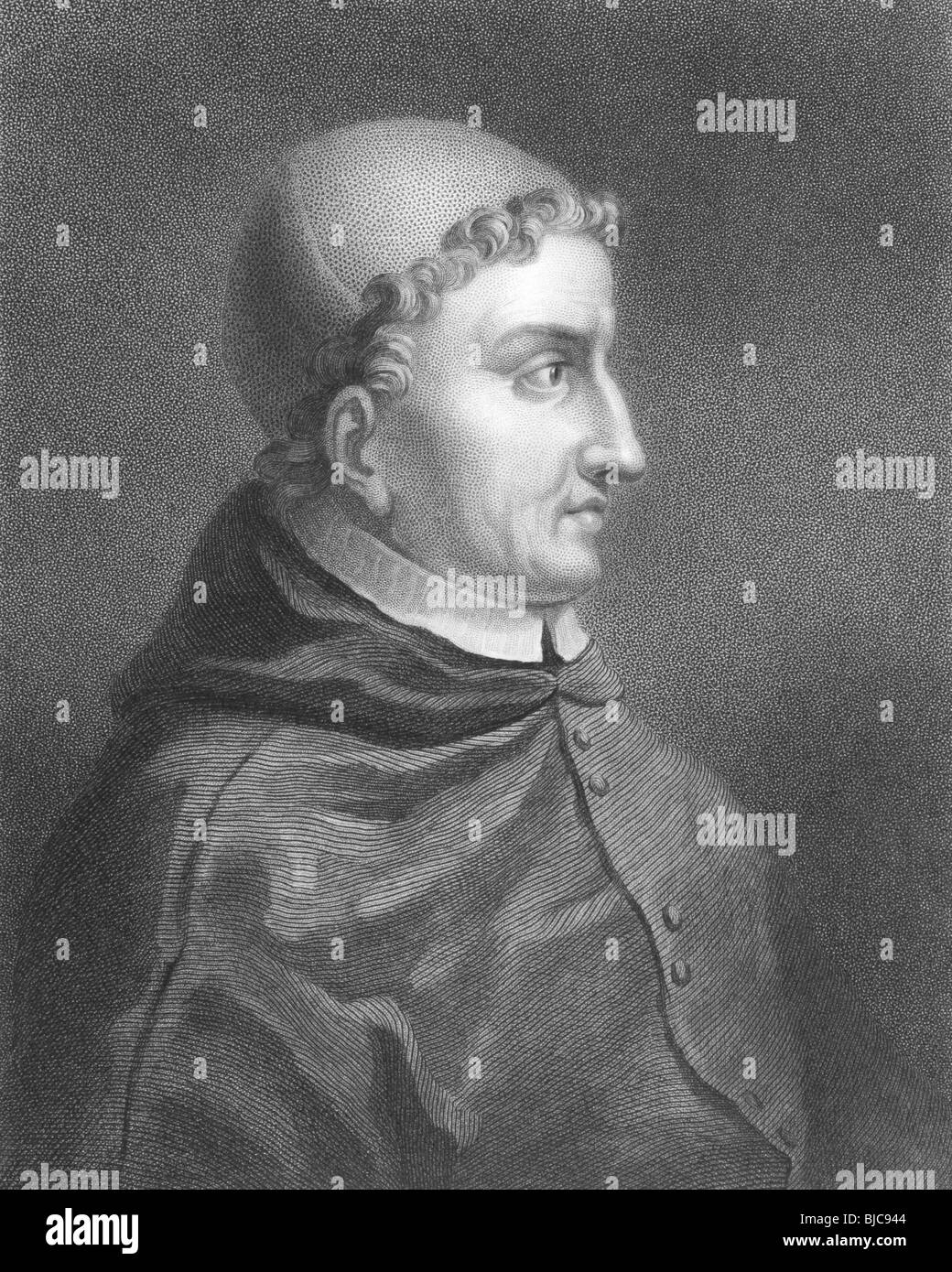 Francisco Jiménez de Cisneros (1436-1517) su incisione dal 1800s. Cardinale spagnolo e più. Foto Stock