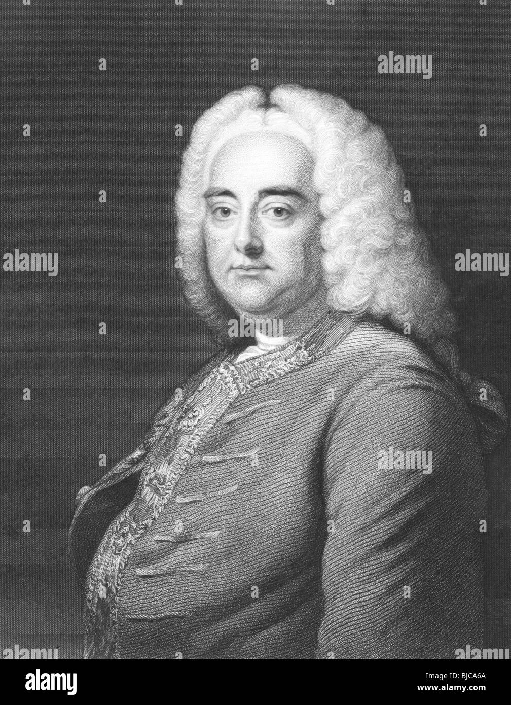 George Frideric Handel (1685-1759) su incisione dal 1800s. Tedesco compositore barocco. Foto Stock