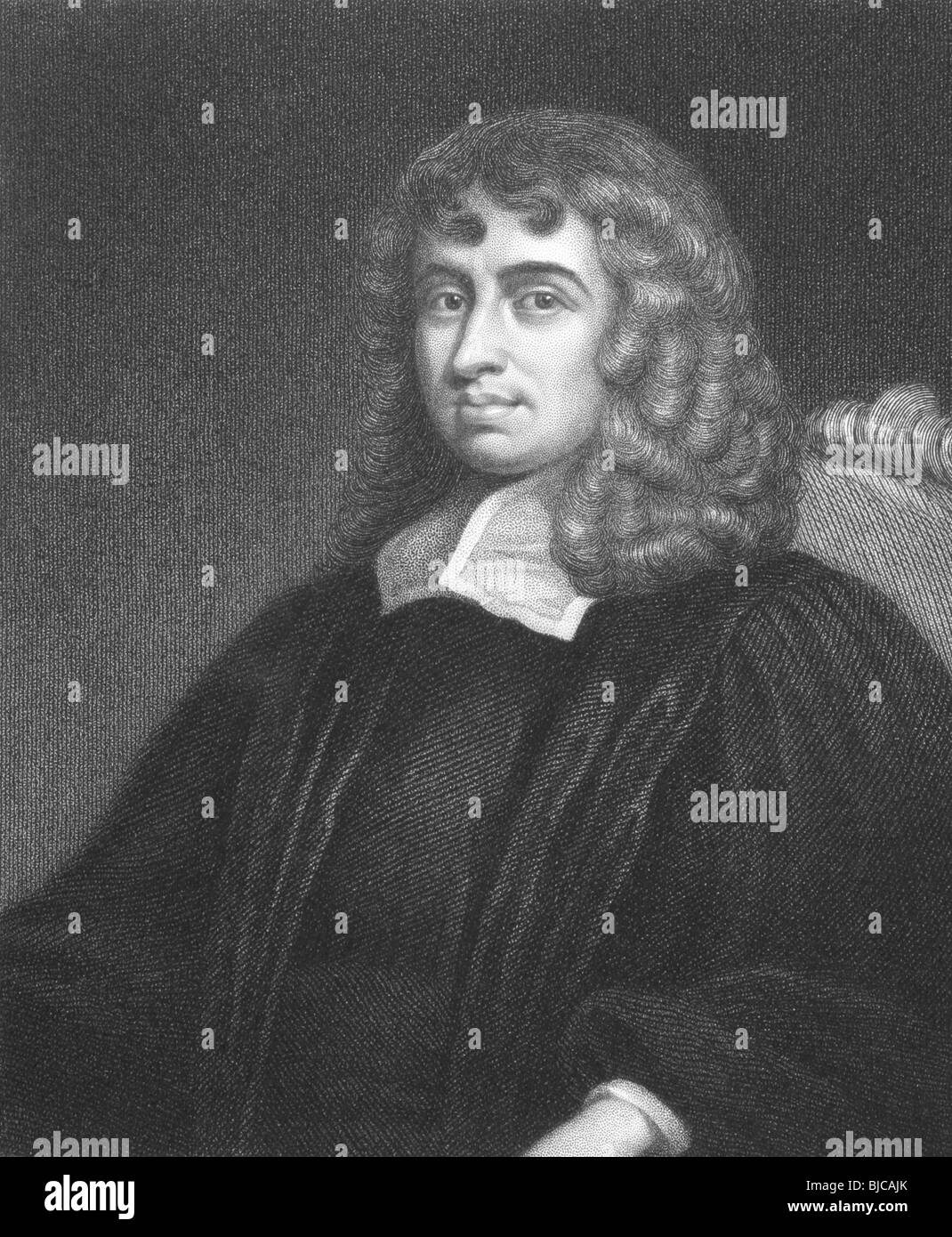 Isaac Barrow (1630-1677) su incisione dal 1800s. Lo studioso inglese e matematico. Foto Stock