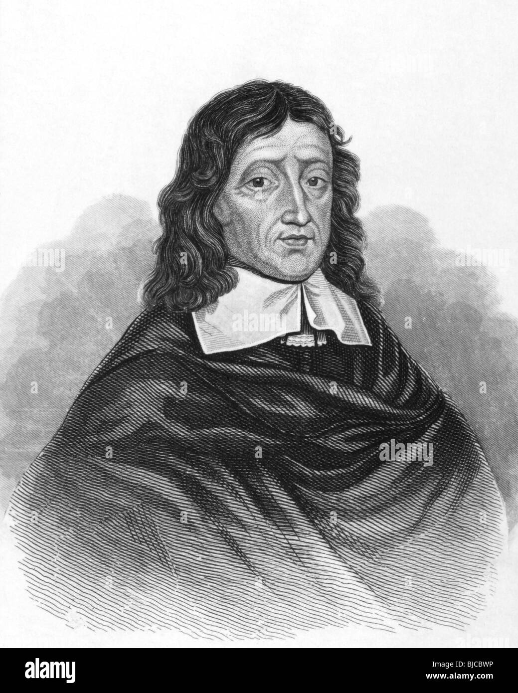 John Milton su incisione dal 1800s. Poeta inglese, autore, polemista e funzionario per il commonwealth of England. Foto Stock