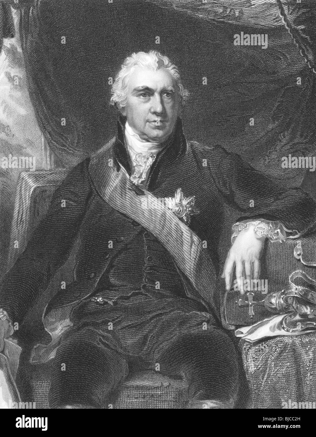 Joseph Banks (1743-1820) su incisione dal 1800s. Naturalista e patrono della scienza. Foto Stock