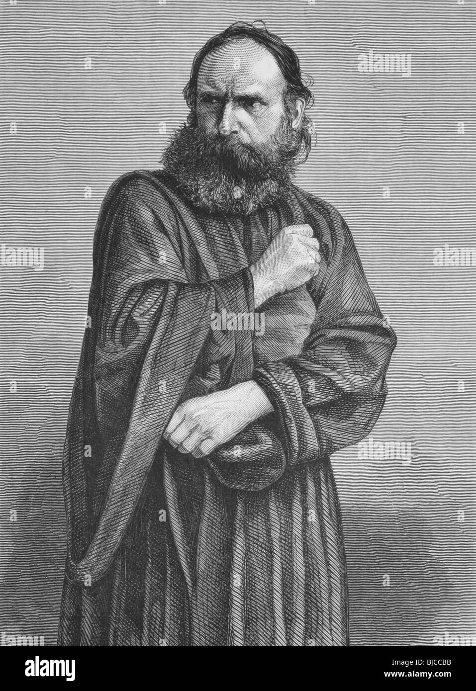 Giuda su incisione dal 1800s. Eseguita da George Lechner in Oberammergau Passion Play. Pubblicato in La grafica nel 1870 Foto Stock