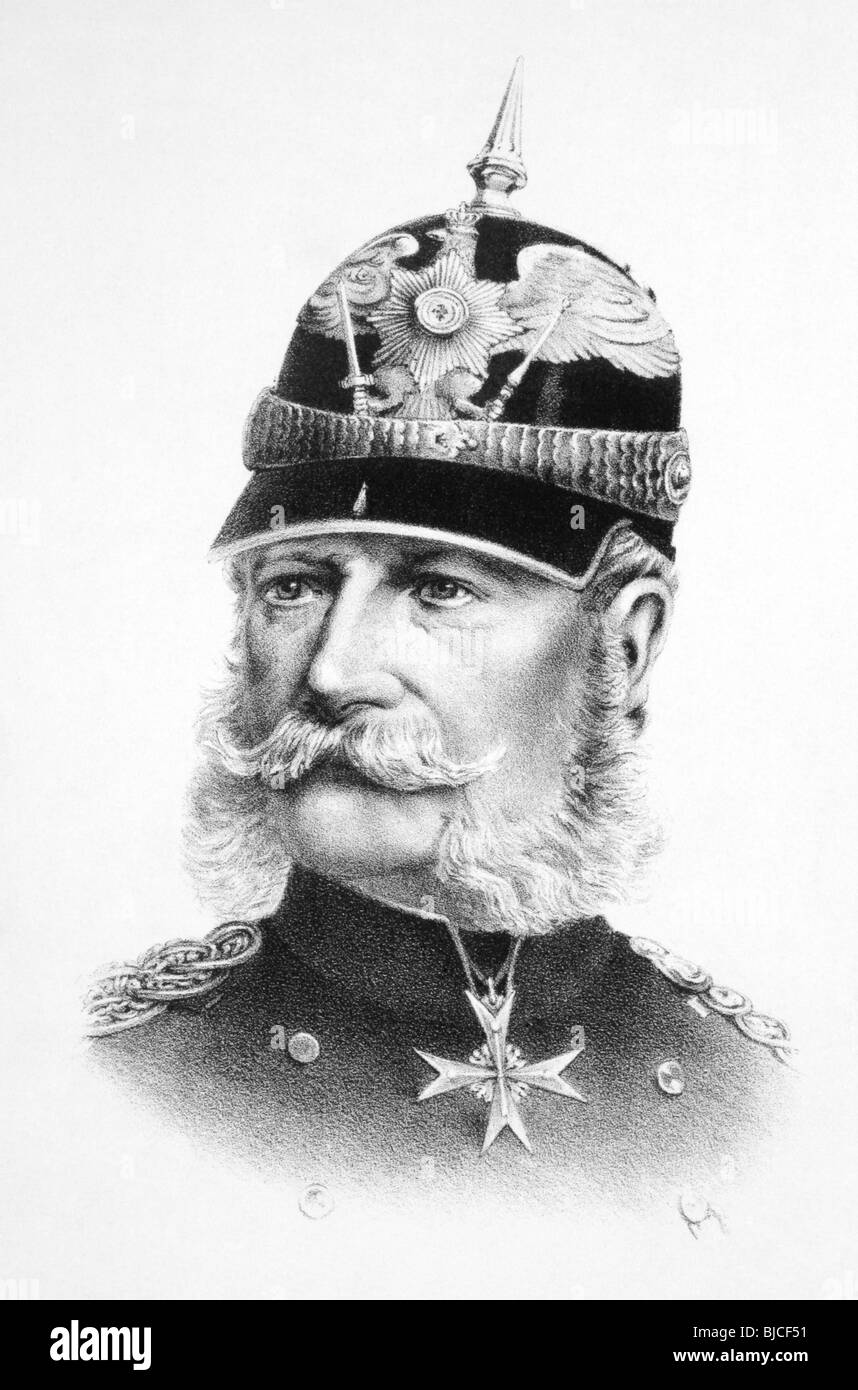 Wilhelm I (1797-1888) su incisione dal 1800s. King of Prussia durante 1861-1888 e primo imperatore tedesco durante il 1871-1888. Foto Stock