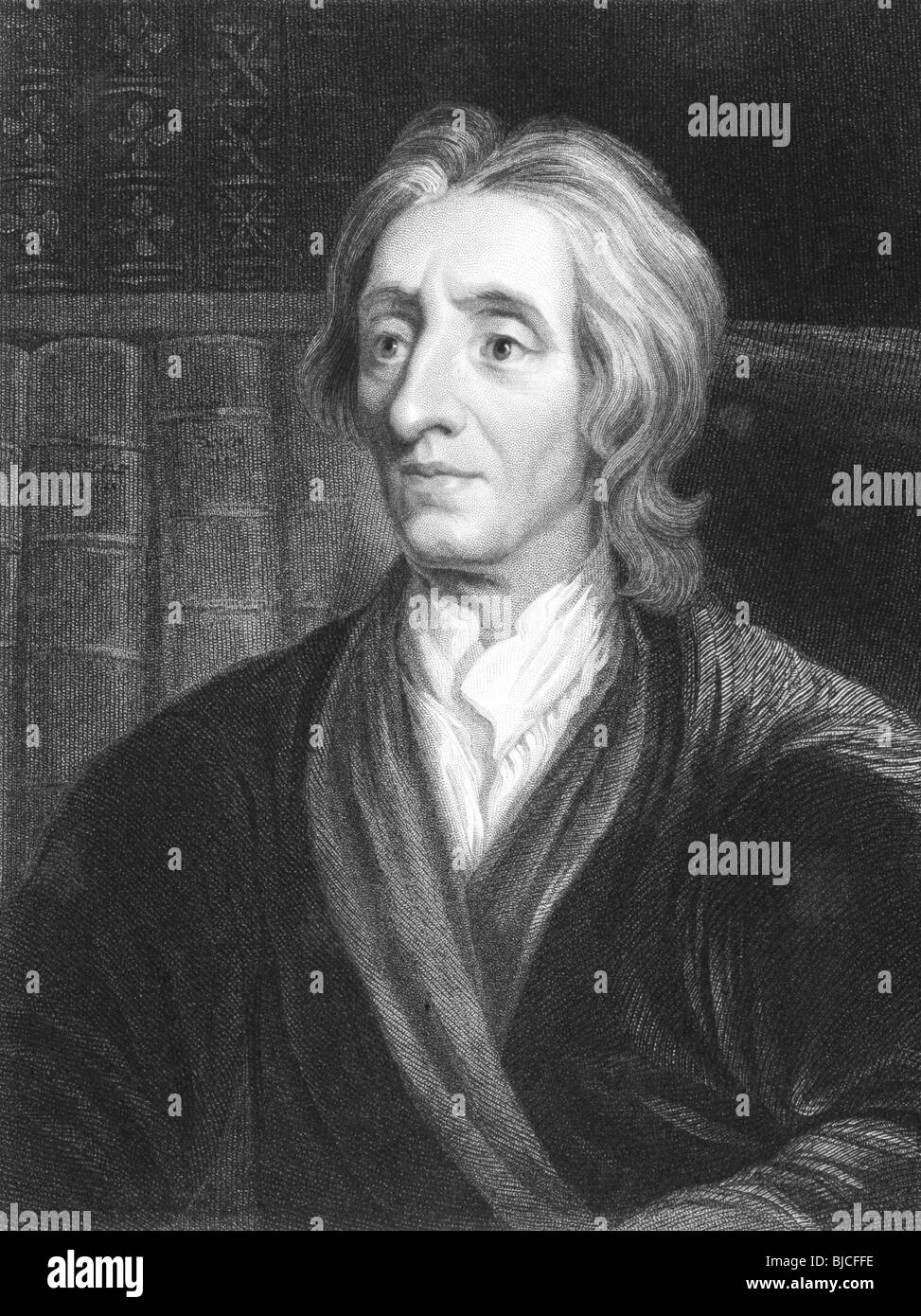 John Locke (1632-1704) su incisione dal 1800s.filosofo inglese e medico. Foto Stock