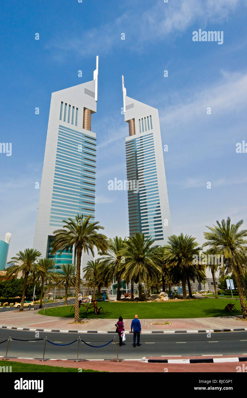 Emirate Towers distretto finanziario di Dubai Foto Stock