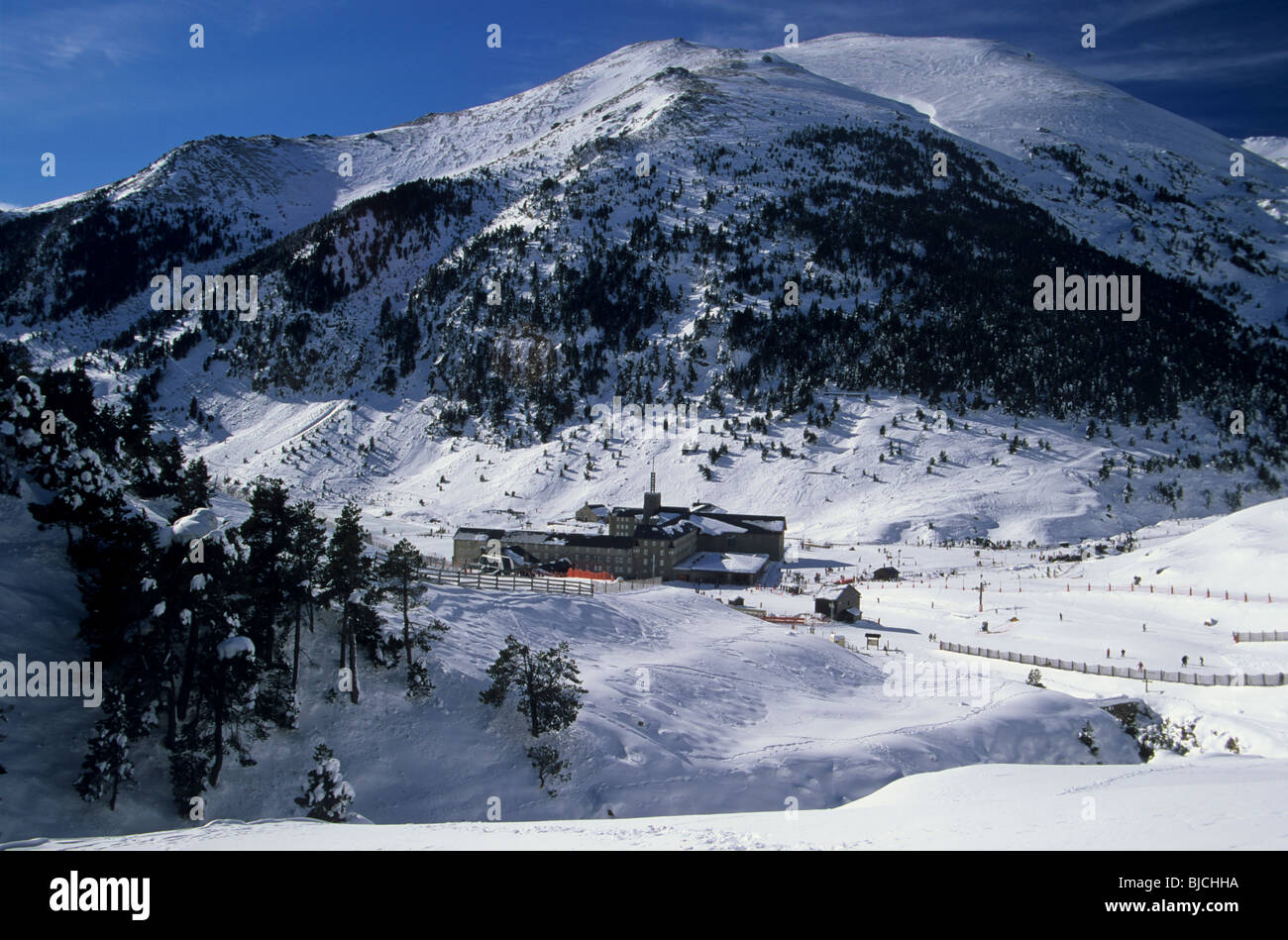 Santuario de Núria, Vall de Núria, Girona Spagna Foto Stock