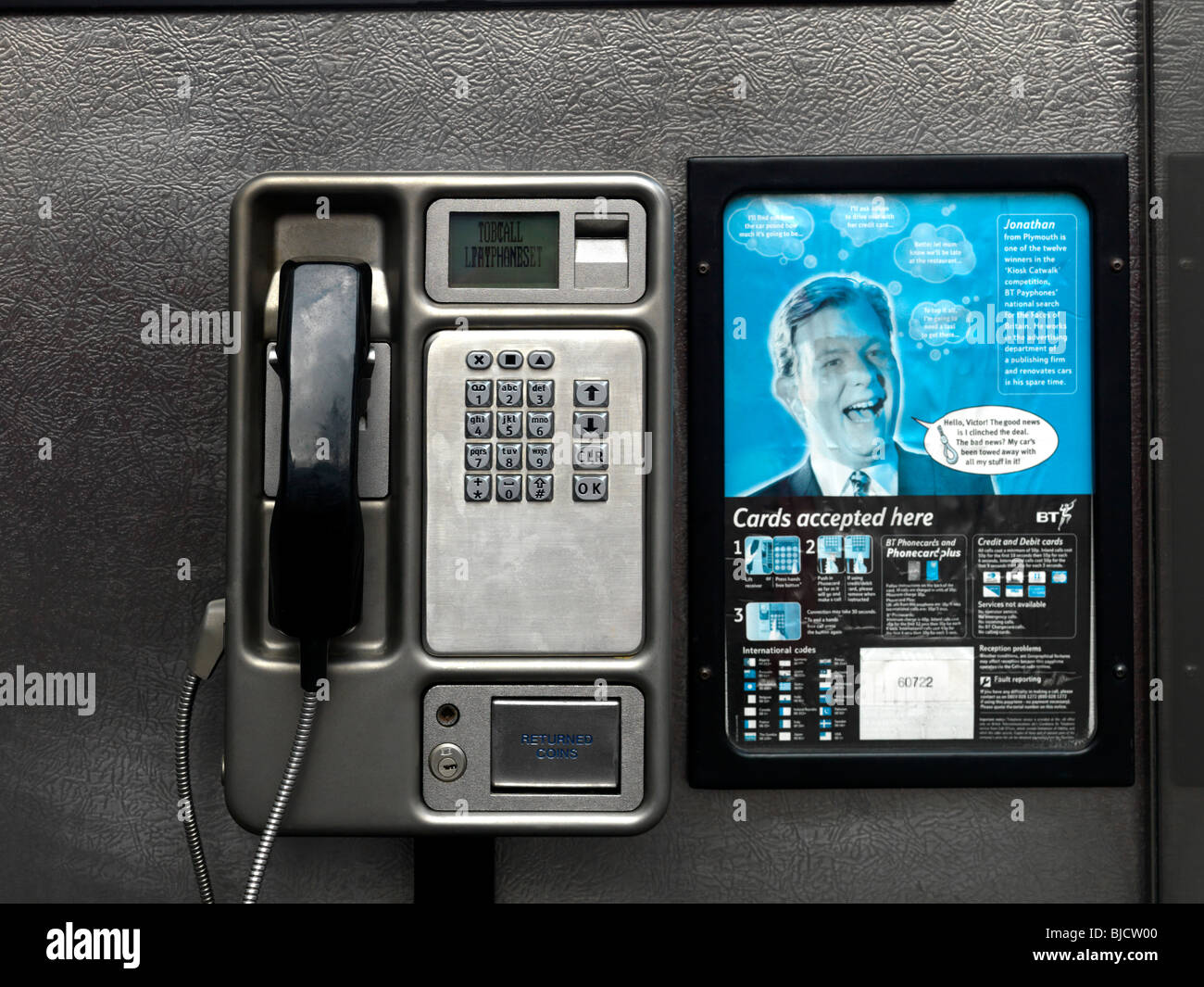 La tastiera e il ricevitore di un Nre Telefono pubblico Foto Stock