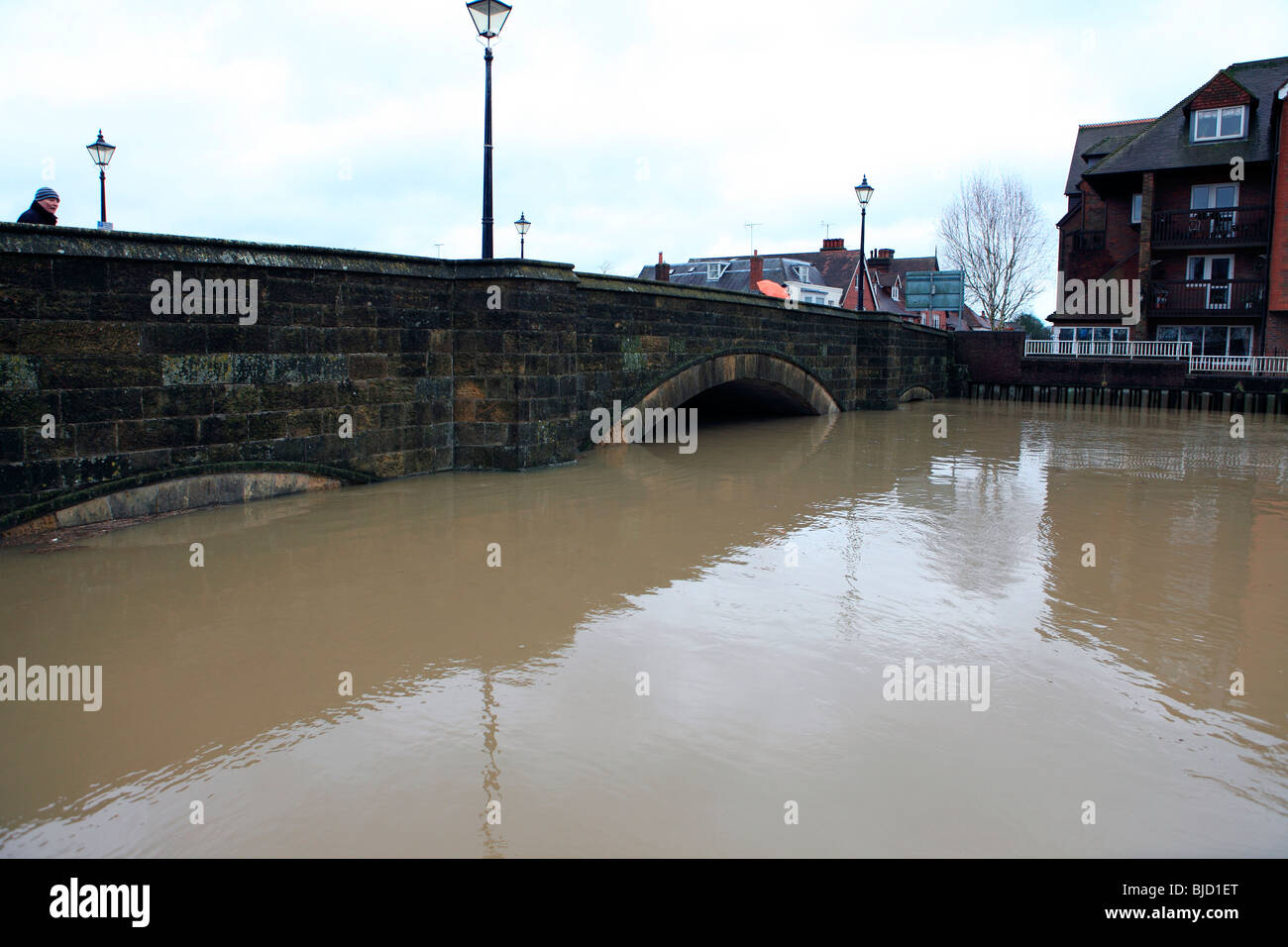 Regno Unito west sussex arundel il fiume arun nel diluvio Foto Stock