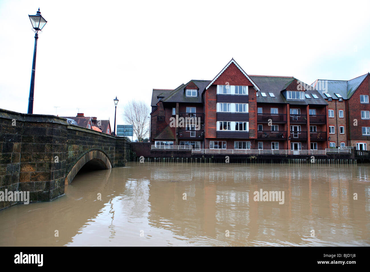 Regno Unito west sussex arundel il fiume arun nel diluvio Foto Stock