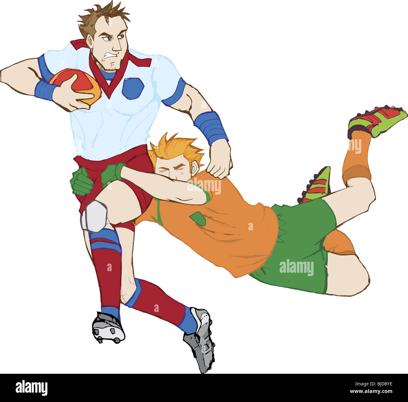 Disegnato a mano i giocatori di rugby. Foto Stock