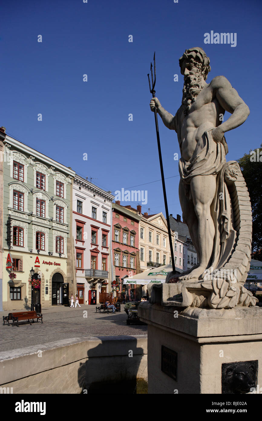 Lviv,Lvov,mercato () Rynok square,case mercantili,15th del XIX secolo,l'Ucraina occidentale Foto Stock