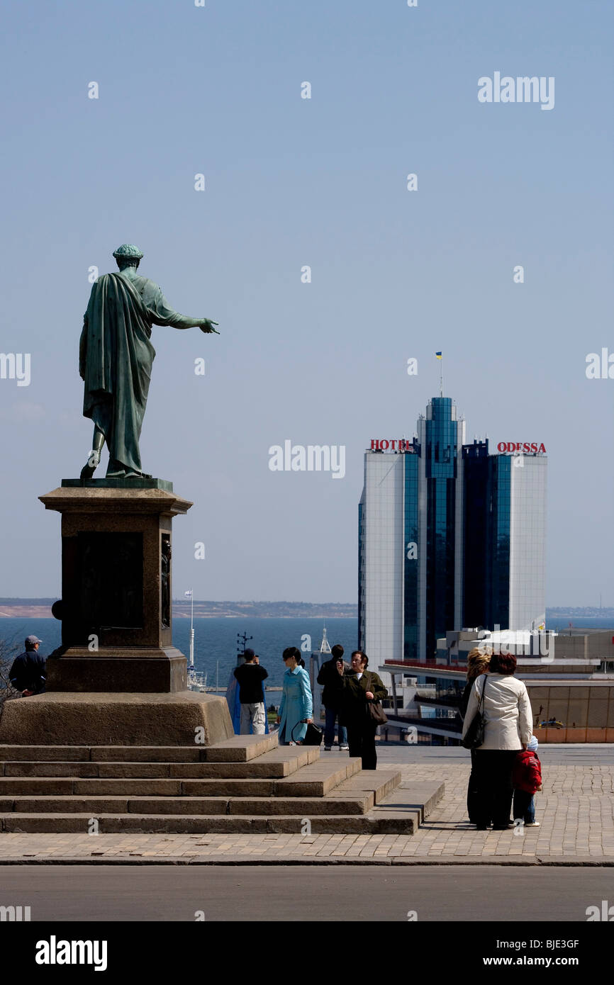 L'UCRAINA,Odessa,un monumento al duca A.E Richelieu,Primorski boulevard Foto Stock