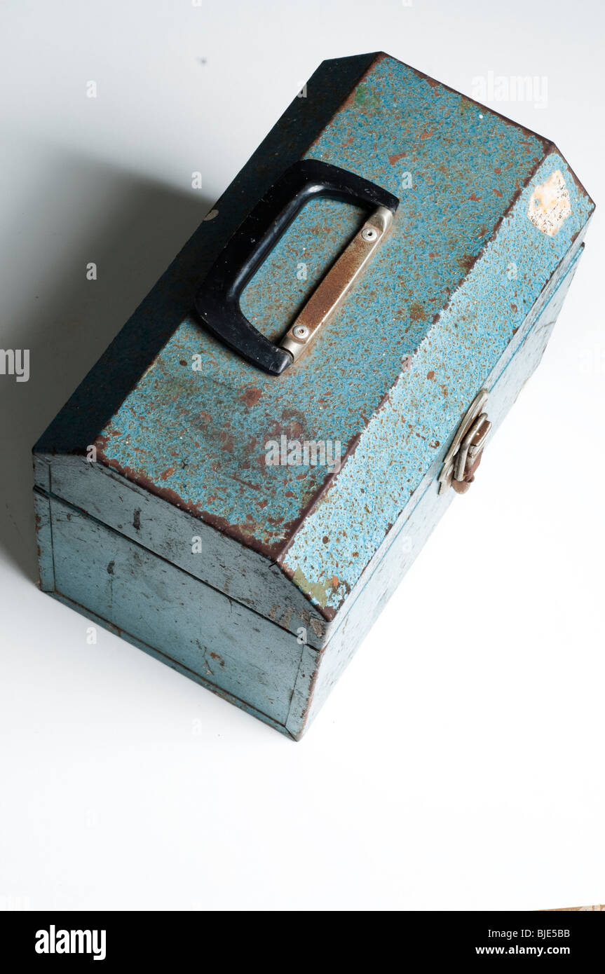 Blu metallico tool box Foto Stock