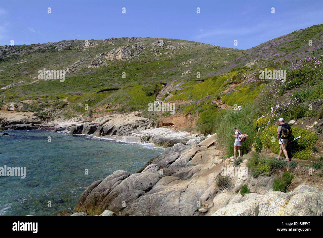 Sentiero costiero al Cap Taillat vicino a Saint Tropez, Francia Foto Stock