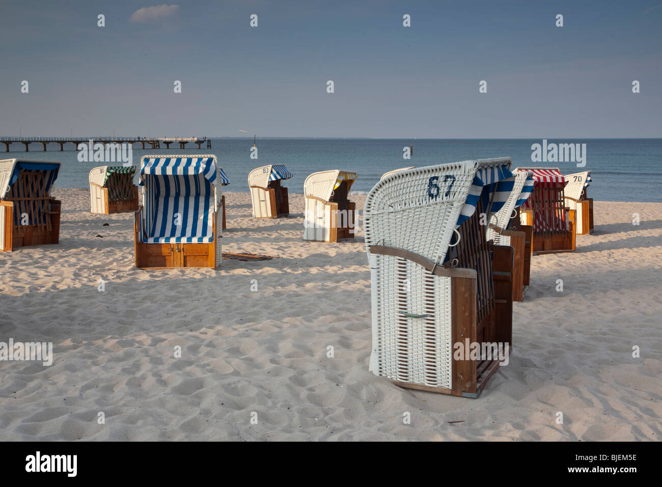 Sedie a sdraio, Timmendorfer Strand, Schleswig-Holstein, Germania Foto Stock