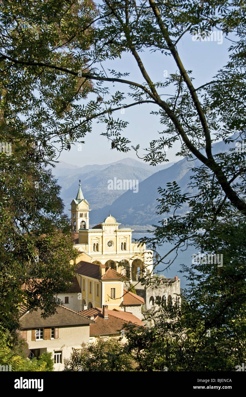 Chiesa di pellegrinaggio, Madonna del Sasso, Locarno, Ticino, Svizzera Foto Stock