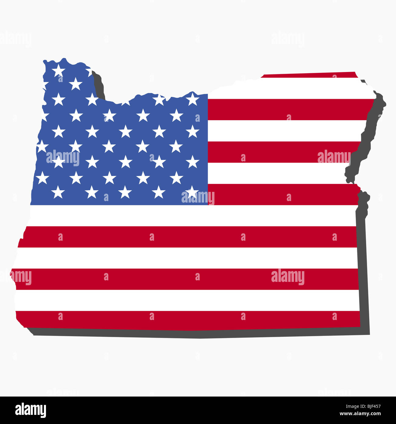 Mappa dello stato di Oregon e bandiera americana illustrazione Foto Stock