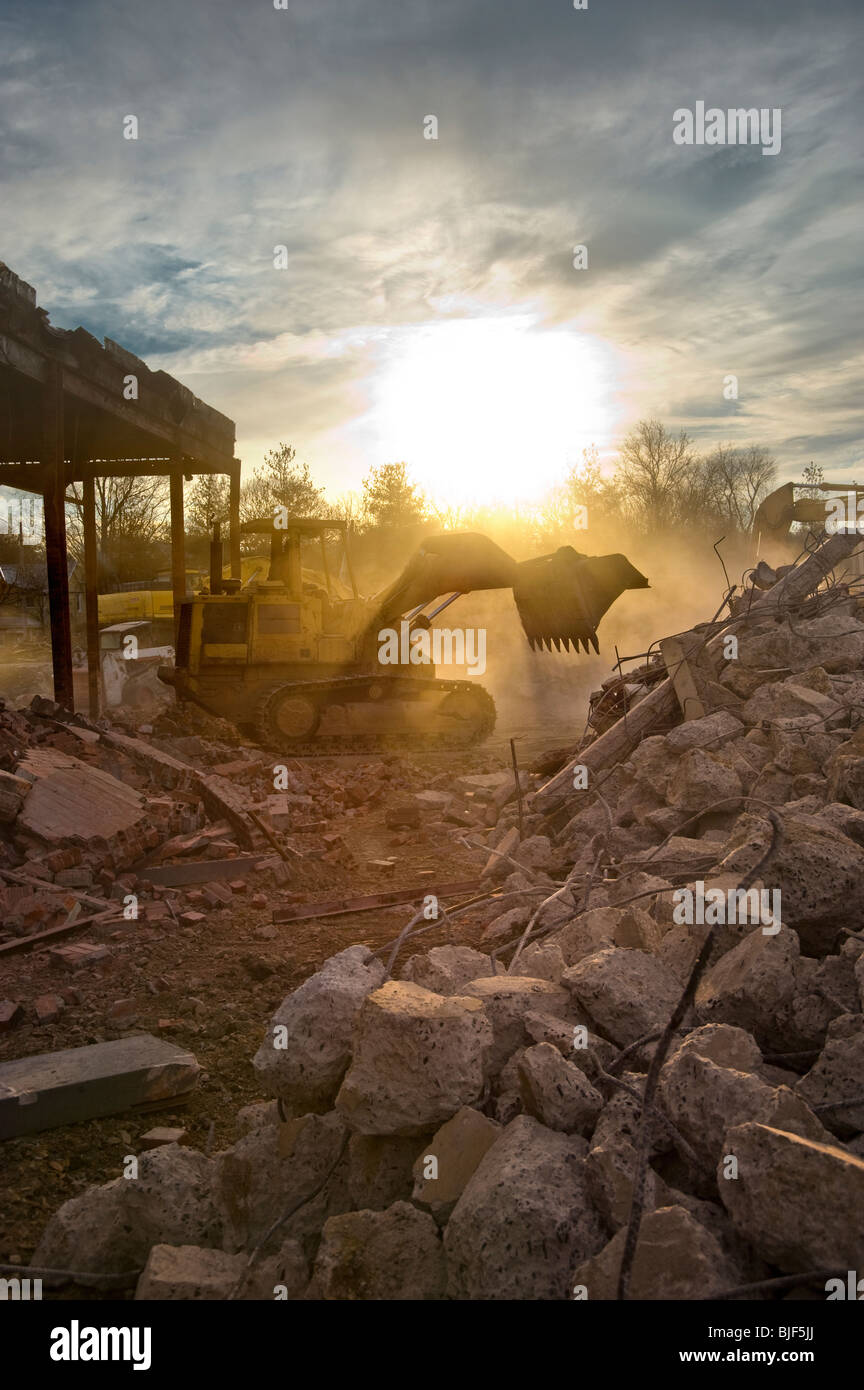 Attrezzature da Costruzione la demolizione di un edificio, Philadelphia, Stati Uniti d'America Foto Stock
