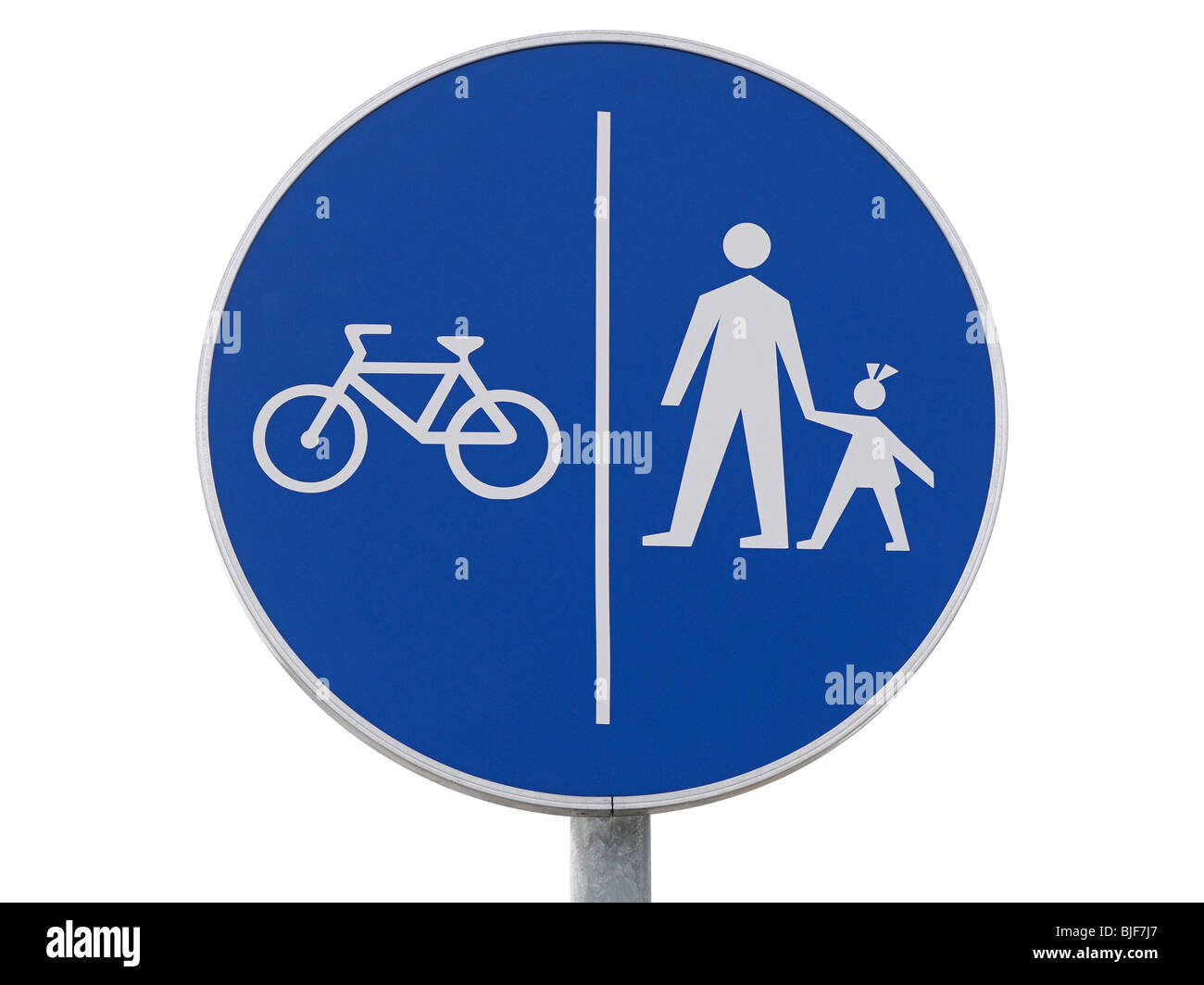 Biciclette e pedoni solo segno, vicino. Foto Stock