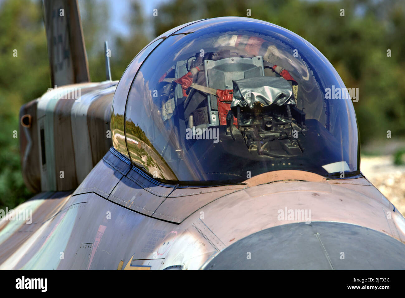 Forza Aerea israeliana (IAF) F-16D jet da combattimento closeup del cockpit Foto Stock